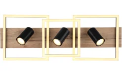 LED-Deckenleuchte Kassu in holzfarbig/schwarz, 72 x 27 cm