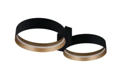 LED-Deckenleuchte Loop, schwarz/gold, inkl. stufenloser Dimmfunktion