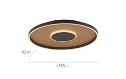 LED-Deckenleuchte Mondo Famera, holz/schwarz, inkl. CCT und Fernbedienung