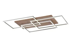 LED-Deckenleuchte Palma CCT mit Holzdekor, 82 x 50 cm