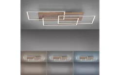 LED-Deckenleuchte Palma CCT mit Holzdekor, 82 x 50 cm