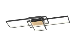 LED-Deckenleuchte Tucson in schwarz/holz, 104 x 42 cm