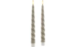 LED-Echtwachsstabkerzen-Set, taupe, 2-tlg.