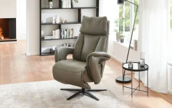 Leder Fernsehsessel HU-EC22138, olive, xtralarge, inkl. manuelle Verstellung