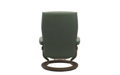 Leder Ruhesessel David (M), Batick Thyme green, Gestell Classic smoked Oak Nachbildung