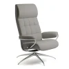 Leder Ruhesessel London High Back (M) in Paloma silver grey mit Star Gestell