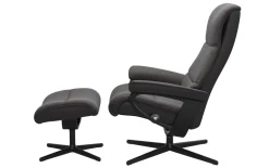 Leder Ruhesessel Stressless View, dunkelgrau/schwarz