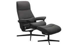 Leder Ruhesessel Stressless View, dunkelgrau/schwarz