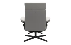 Leder Ruhesessel Tokyo mit Hocker, grau/schwarz