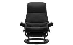 Leder Ruhesessel View, Paloma schwarz, Gestell Power schwarz