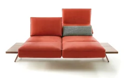 Leder Sofa Phoenix 2,5-sitzig, rot, inkl. Funktionen