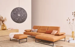 Leder Wohnlandschaft 9360, bright, Metallkufen anthrazit pulverbeschichtet
