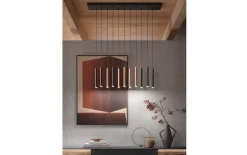 LED-Pendelleuchte Calina, coffee/schwarz, 115 x 150 cm, inkl. Funkfernbedienung