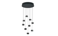 LED-Pendelleuchte Cannon, schwarz, 9-flammig, inkl. stufenloser Höhenverstellung