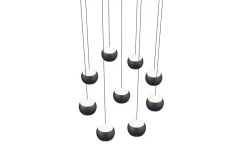 LED-Pendelleuchte Cannon, schwarz, 9-flammig, inkl. stufenloser Höhenverstellung