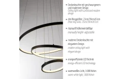 LED-Pendelleuchte Cerchi, schwarz, inkl. Höhenverstellung