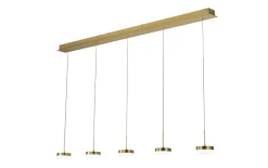 LED-Pendelleuchte Dunk, messing satiniert, 5-flammig, 136 cm