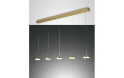 LED-Pendelleuchte Dunk, messing satiniert, 5-flammig, 136 cm