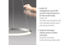 LED-Pendelleuchte Hoop, aluminium, inkl. Höhenverstellung