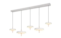 LED-Pendelleuchte Keaton, grau/coffee, 5-flammig, inkl. Switchdimmer