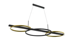 LED-Pendelleuchte LANACERA, schwarz/gold, inkl. Dimmfunktion