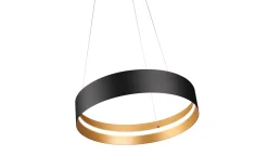 LED-Pendelleuchte Loop, schwarz/gold, inkl. stufenloser Höhenverstellung