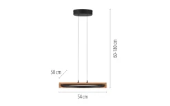LED-Pendelleuchte Mondo Famera, holz/schwarz, 1-flammig, inkl. CCT und Fernbedienung