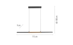 LED-Pendelleuchte Mondo Famera, holz/schwarz, inkl. CCT und Fernbedienung