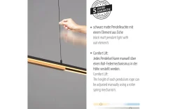 LED-Pendelleuchte Mondo Famera, holz/schwarz, inkl. CCT und Fernbedienung