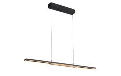 LED-Pendelleuchte Mondo Famera, holz/schwarz, inkl. CCT und Fernbedienung