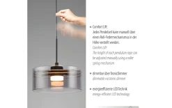 LED-Pendelleuchte Mondo Karena, schwarz, 1-flammig, inkl. Memoryfunktion