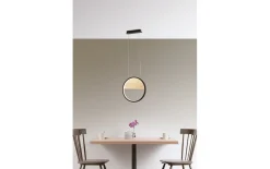 LED-Pendelleuchte Pierre, schwarz/holz, 40 cm