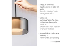 LED-Pendelleuchte Rika, schwarz, 3-flammig, 180 cm, inkl. Höhenverstellung