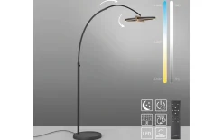 LED-Standleuchte Mondo Famera, holz/schwarz, inkl. CCT und Fernbedienung