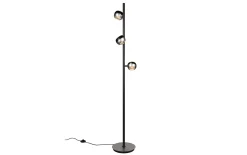 LED-Standleuchte Orbit, schwarz/nickel, 3-flammig, 150 cm, inkl. Dimmfunktion
