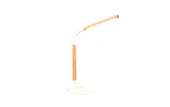 LED-Tischleuchte Norris, weiß/holz, inkl. Tochdimmer