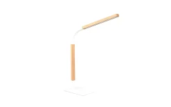 LED-Tischleuchte Norris, weiß/holz, inkl. Tochdimmer