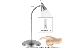 LED-Tischleuchte Pino, stahlfarbig, 45 cm