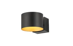 LED-Wandleuchte Loop, schwarz/gold, inkl. stufenloser Dimmfunktion