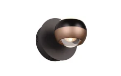 LED-Wandleuchte Orbit, schwarz/coffee, 1-flammig, 13,5 cm, inkl. Dimmfunktion