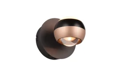LED-Wandleuchte Orbit, schwarz/coffee, 1-flammig, 13,5 cm, inkl. Dimmfunktion