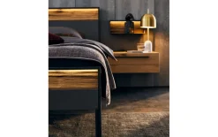 Liegenbett Joline, Lack graphit/Wildeiche massiv, 180 x 200 cm