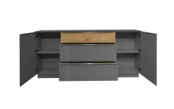 Lowboard Nova, anthrazit/Eiche massiv, inkl. Griffbeleuchtung