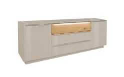 Lowboard Nova, kaschmir/Eiche massiv, inkl. Griffbeleuchtung