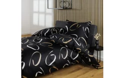 Mako-Satin Bettwäsche J. D., schwarz/beige/weiß, 135 x 200 cm