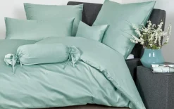 Mako-Satin Bettwäscheset Colors, rauchgrün, 155 cm x 220 cm