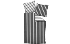 Mako-Satin Wendebettwäsche modern classic, anthrazit, 155 x 220 cm