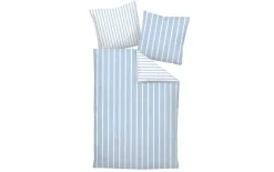 Mako-Satin Wendebettwäsche modern classic, perlblau, 155 x 220 cm