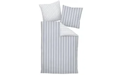 Mako-Satin Wendebettwäsche modern classic, platin, 155 x 220 cm
