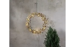 Metall Kranz mit Beleuchtung Holiday, goldfarbig, 28 cm